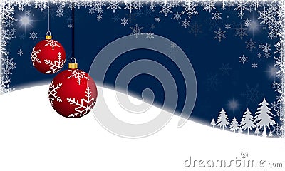 Christmas background with Red Christmas baubles Stock Photo