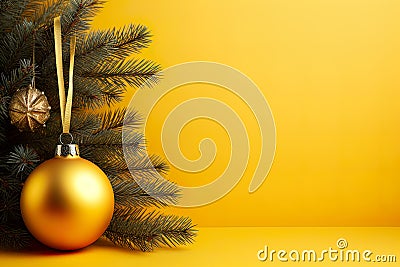 Christmas background sets a festive mood with a beautifully decorated Christmas tree, ornaments Stock Photo