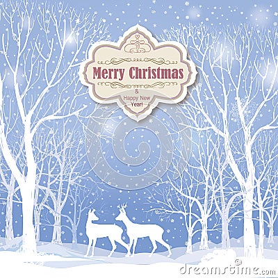 Christmas background. Snow winter landscape greeting card Stock Photo
