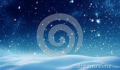 Winter night landscape. Stock Photo