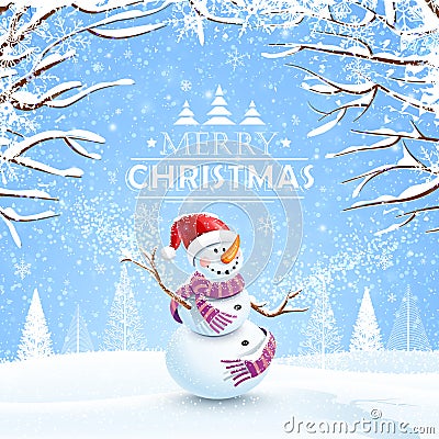 Christmas background with snowman Vector Illustration