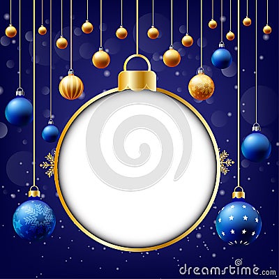 Christmas background, Text input box,Blue background Vector Illustration