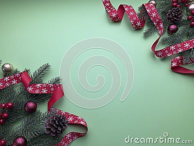 Christmas background text space with decor items Stock Photo