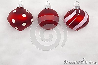 Christmas Background with three Baubles Stock Photo
