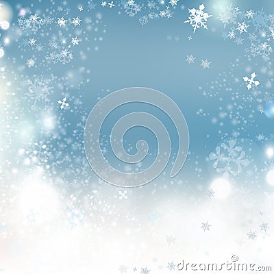 Christmas background vector winter illustration with crystallic snowflakes. New Year Cartoon Illustration