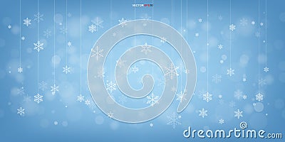 Christmas background of winter elegant. Seasonal cool with light blurred bokeh background. Vector Vector Illustration