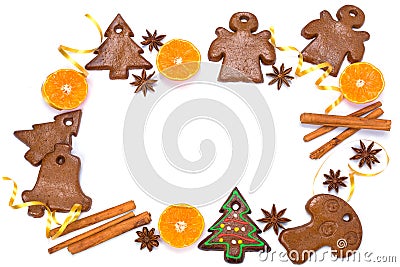 Christmas bakery frame with gingerbread Stock Photo