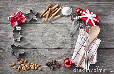 Holiday Christmas Baking Frame Background Stock Photo
