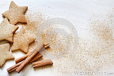 Christmas baking gingerbread cookies food background Stock Photo