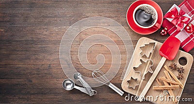 Christmas Baking Cookies Wood Banner Background Stock Photo