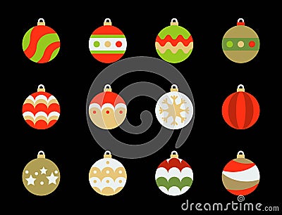 Christmas ball, bauble icon set, suitable for use as material Vector Illustration