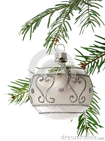 Christmas ball on branch Stock Photo