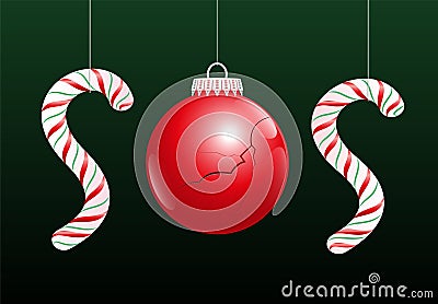 Christmas Ball Crisis SOS Vector Illustration