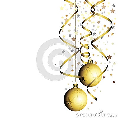 Christmas ball with curly ribbon Vector Illustration