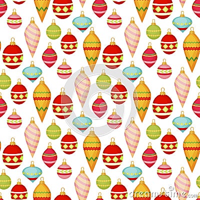 Christmas ball seamless pattern colourful winter holiday xmas decoration sphere new year festival flat design vector Vector Illustration