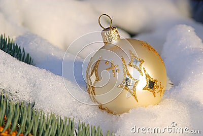 Christmas ball in snow Stock Photo