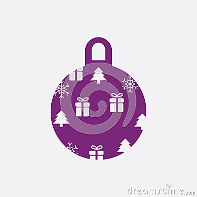 Christmas ball with snowflake Icon flat vector. xmas ball icon Vector Illustration