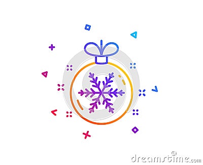 Christmas ball with snowflake line icon. New year tree decoration sign. Vector Vector Illustration