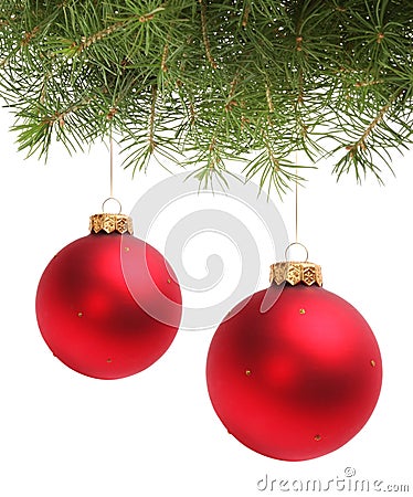 Christmas ball and spruce branch Stock Photo