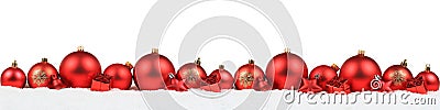 Christmas balls banner red decoration background snow winter iso Stock Photo