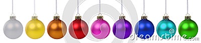 Christmas balls baubles ornament colorful decoration isolated on white Stock Photo