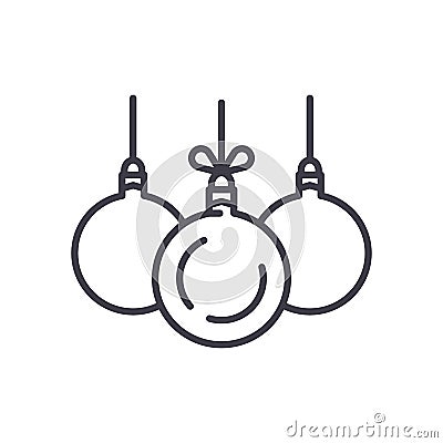 Christmas balls black icon concept. Christmas balls flat vector symbol, sign, illustration. Vector Illustration