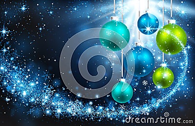Christmas balls on a blue background Vector Illustration
