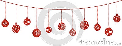 Christmas balls decorations. Christmas hanging ornaments. Vector Illustration