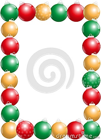 Christmas Balls Frame Vertical Vector Illustration