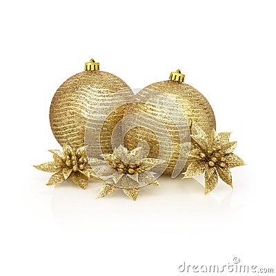 Christmas balls of golden spangles Stock Photo