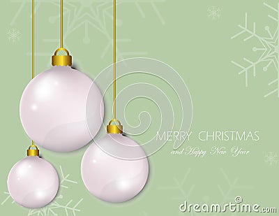 Christmas balls on green background.snowflake vector illustration. Vector Illustration