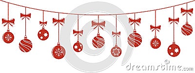 Christmas balls hanging background Vector Illustration