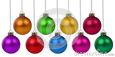Christmas balls hanging baubles colorful decoration Stock Photo