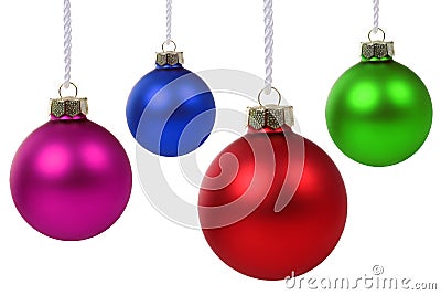 Christmas balls hanging isolated Stock Photo