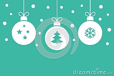 Christmas balls hanging ornaments background Vector Illustration