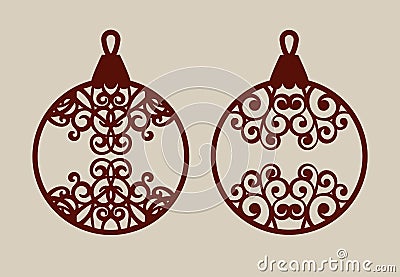 Christmas balls with lace pattern Vector Illustration