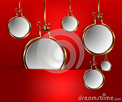 Christmas balls on red background Vector Illustration