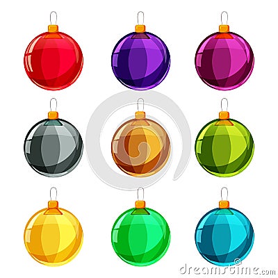 Christmas balls. Set of isolated cartoon decorations. Vector illustration. Vector Illustration