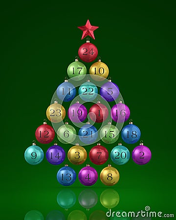 Christmas balls in the shape of a stylized tree Cartoon Illustration
