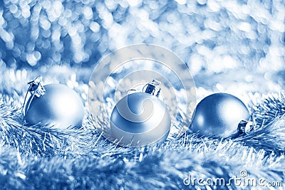 Christmas balls on shiny background Stock Photo