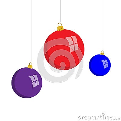 Christmas balls, vector illustration, flat style Cartoon Illustration