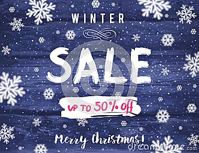 Christmas banner with snowflakes and sale offer, vector Vector Illustration