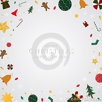 Christmas banner white color design modern art gift style snow fall with space Vector Illustration