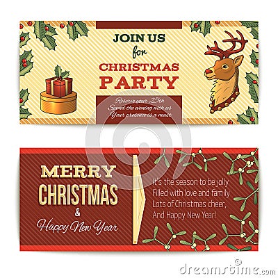 Christmas banners horizontal Vector Illustration