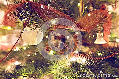 Christmas bauble decoration on fri tree Stock Photo