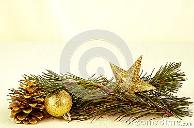 Christmas bauble, star and cone decoration Stock Photo