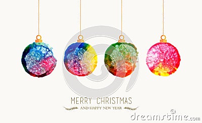 Christmas bauble watercolor greeting card Vector Illustration