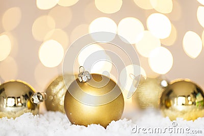 Christmas Baubles on shiny background Stock Photo