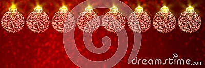 Christmas baubles on red defocused background Stock Photo