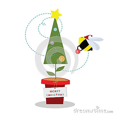 Christmas Bee Vector Illustration